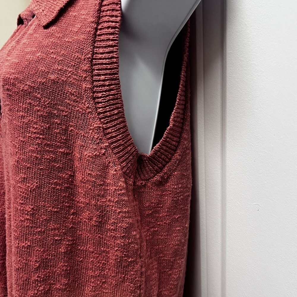Evereve Jamison women’s pink Becca collar polo pullover top knit split V-neck L - Picture 4 of 11